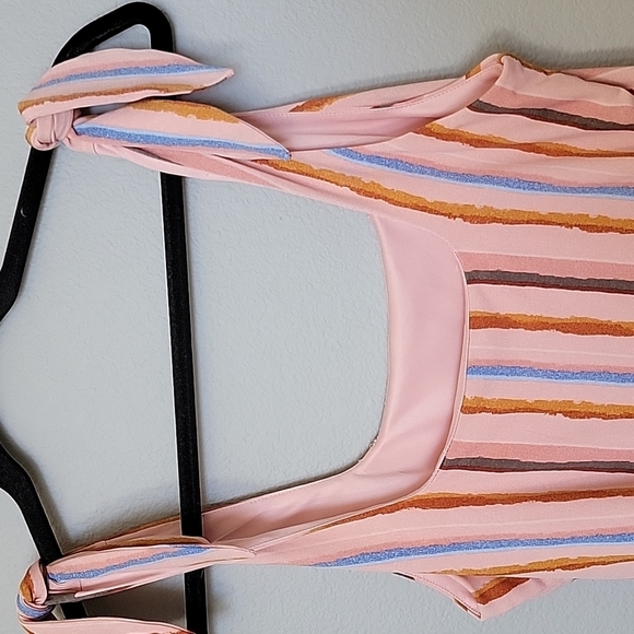 BCBGeneration Baddie Girly stripe tie shoulder bodysuit large - Picture 8 of 15